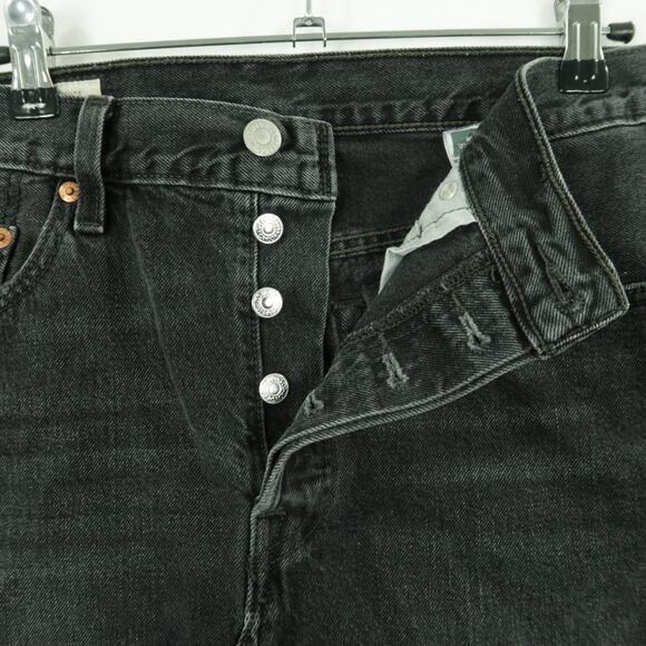 LEVIS Black Denim Skirt Button Fly Raw Hem Size Size 28 - Picture 6 of 8